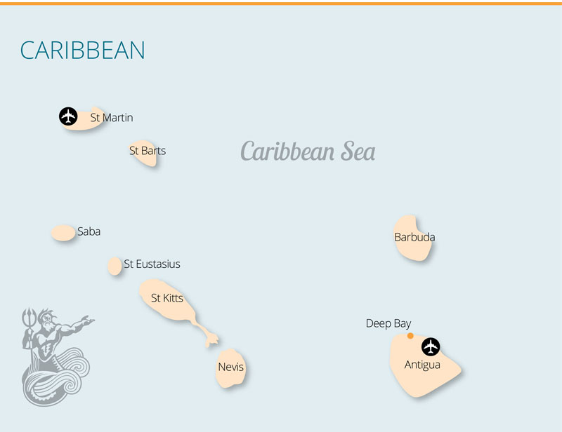 Sail the Caribbean Islands from Antigua to St Martin Guided Tour Itinerary Map